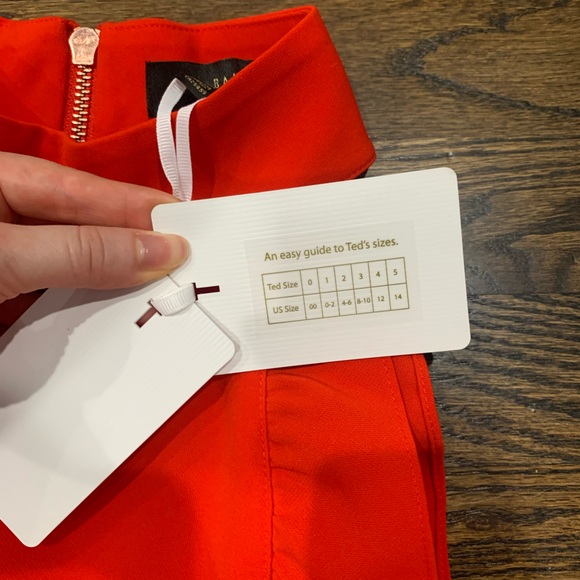 New Ted Baker Torriya Halterneck Ruffle Tunic A-Line Dress Dark Orange Size 2 - Picture 5 of 10